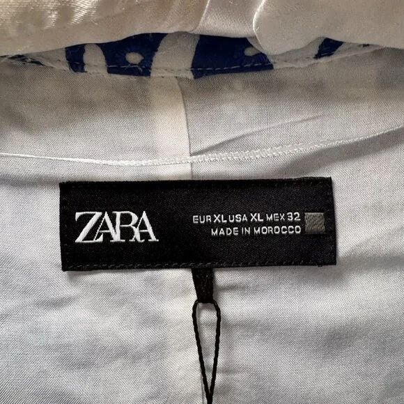 ZARA Womens Blue White Floral Embroidered Sleeveless Dress Size XL - Picture 11 of 15